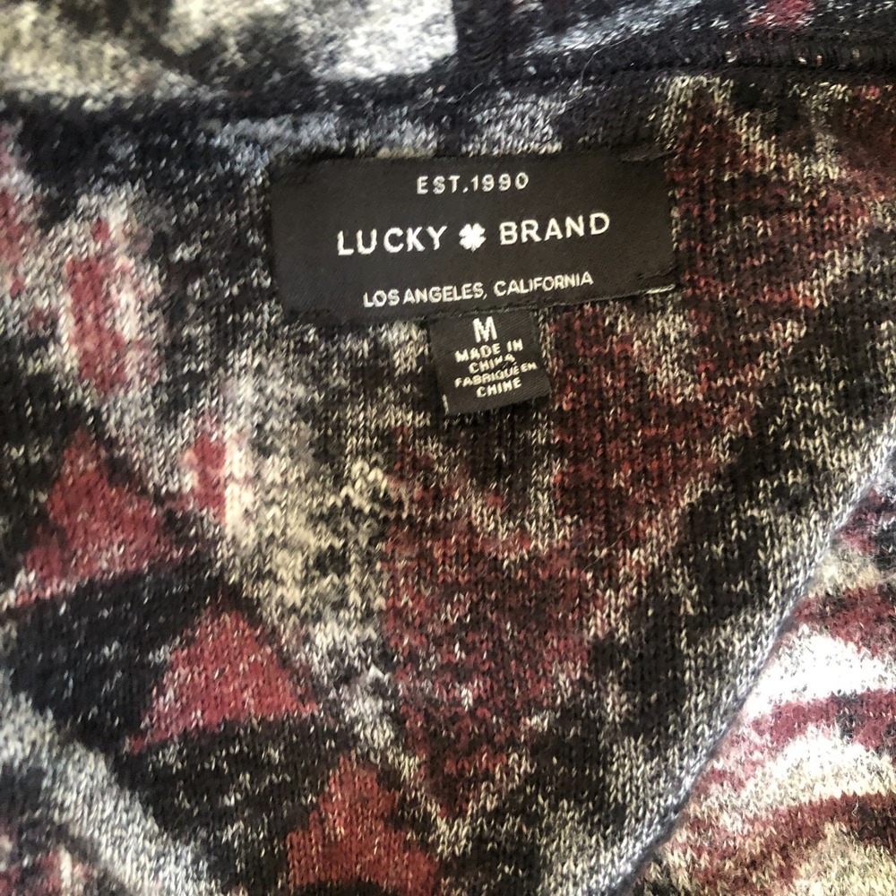 Lucky Brand Boho Romantic Southwestern Fringe Cardigan‎ Wrap Sweater Womens M - Picture 9 of 10